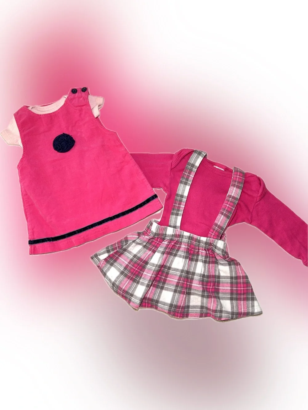 Baby Girls Pink Bundle - Dresses & Knit Hat 0-3 Months